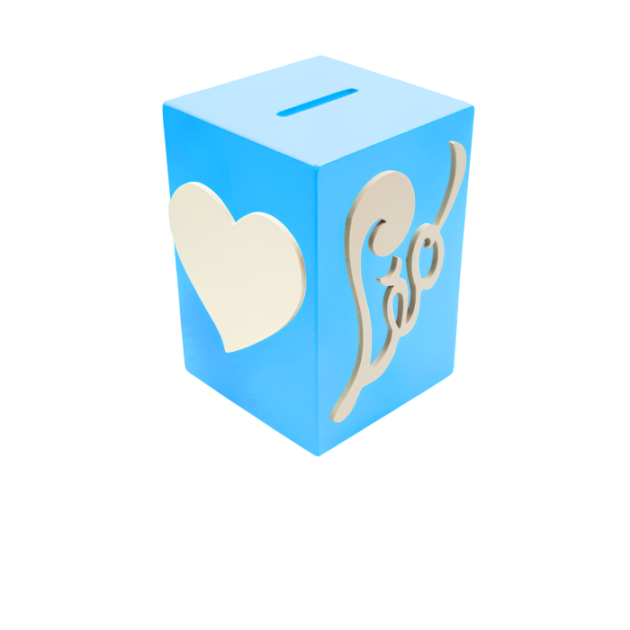 Tirelire pour Garçon - Motif Coeur - Couleur Turquoise