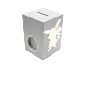 Tirelire en Bois pour Garçon - Motif Pikachu - Couleur Grise