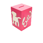 Tirelire en Bois pour fille - Motif Chien - Couleur Framboise