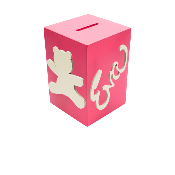 Tirelire en Bois pour Fille - Motif Ourson - Couleur Framboise