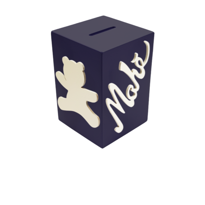 Tirelire pour Garçon - Motif Ourson - Couleur Noire