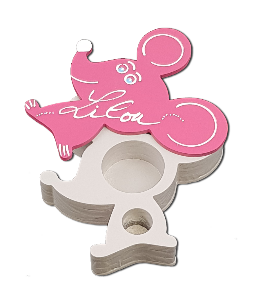 Bo�te � Dents de Lait - Couleur Framboise en Bois Personnalis�e