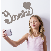 Plaque de Porte Personnalisée en Bois - Motif Cœur - Couleur Mastic