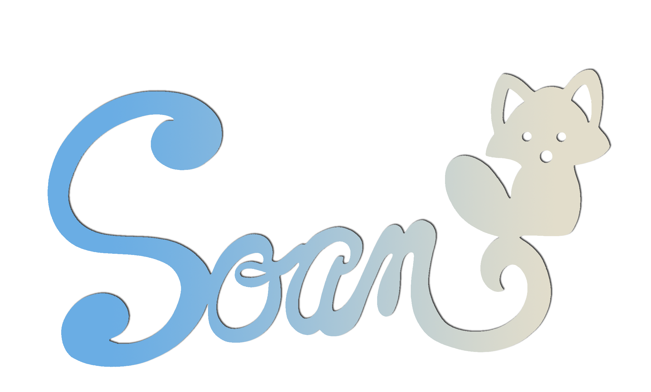 Plaque de Porte Personnalis�e en Bois - Motif Renard - Couleur Bleu/Ecru