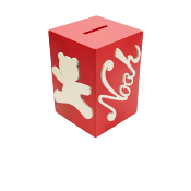 Tirelire en Bois pour Garçon - Motif Ourson - Couleur Rouge