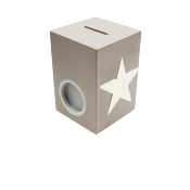 Tirelire en Bois pour Garçon - Motif Etoile - Couleur Mastic