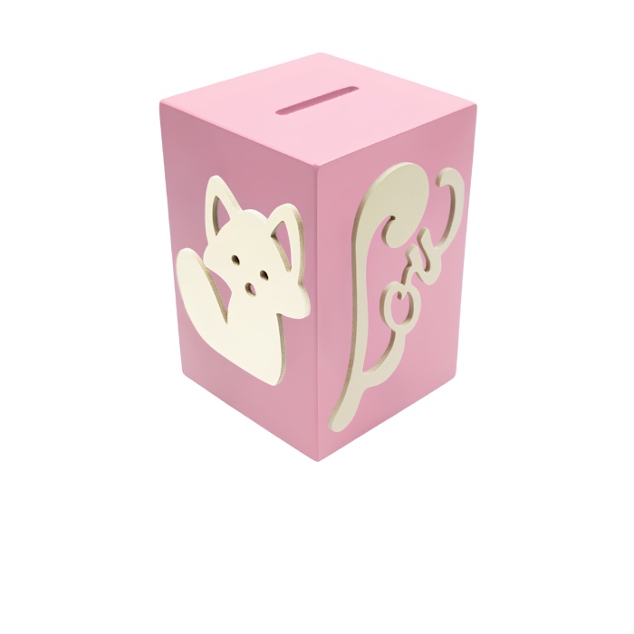 Tirelire Personnalisée pour Fille - Motif Renard - Couleur Lilas