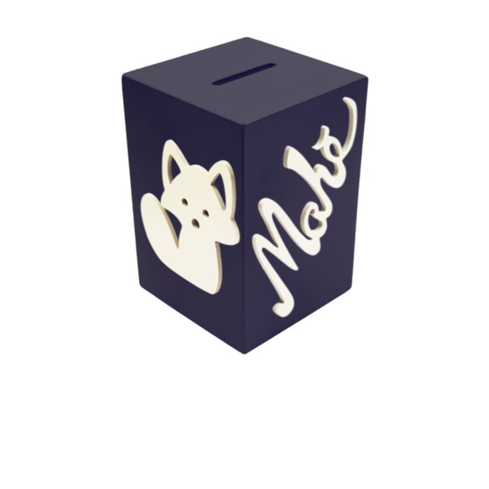 Tirelire pour Garçon - Motif Renard - Couleur Noire