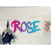 Plaque de porte personnalisée "STYLE GRAFF" Framboise/Turquoise