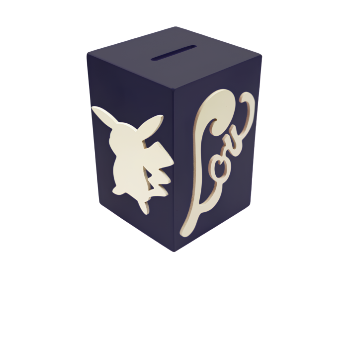 Tirelire Personnalisée pour Fille - Motif Pikachu - Couleur Noire