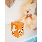 Tirelire Personnalisée pour Garçon- Motif Cheval - Couleur Orange