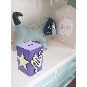 Tirelire Personnalisée pour Fille - Motif Etoile - Couleur Violet