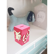 Tirelire en Bois pour Fille - Motif Pikachu - Couleur Framboise