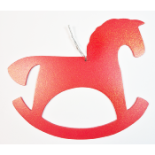 Déco Noël Cheval à bascule rouge paillette