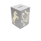 Tirelire en Bois pour Garçon - Motif Cheval - Couleur Grise