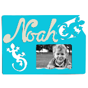 Cadre photo motif SALAMANDRE prénom personnalisé pour chambre d'enfant