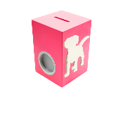 Tirelire en Bois pour fille - Motif Chien - Couleur Framboise