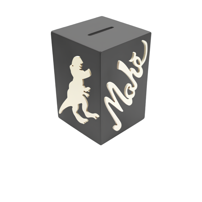 Tirelire pour Garçon - Motif Dinosaure - Couleur Anthracite