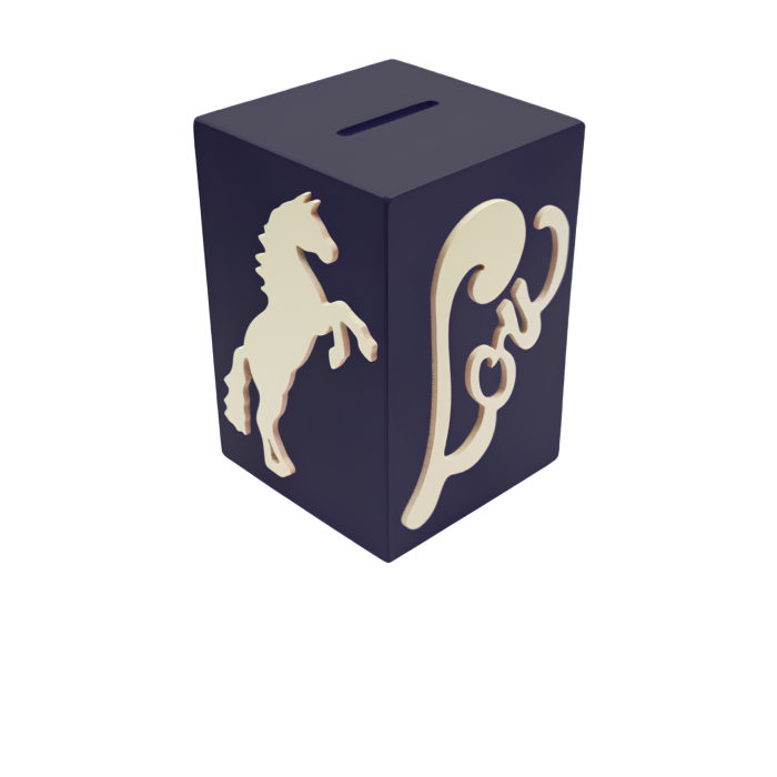 Tirelire Personnalisée pour Fille - Motif Cheval - Couleur Noire