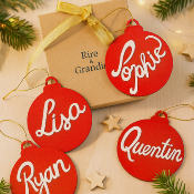 Boule de Noël rouge avec Prénom