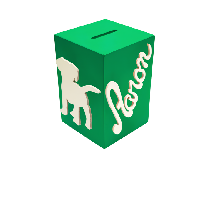 Tirelire Personnalisée pour Garçon- Motif Chien - Couleur Vert Foncé