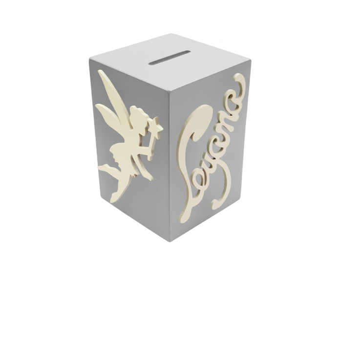 Tirelire pour Fille - Motif Fée - Couleur Grise