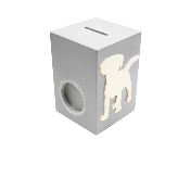 Tirelire en Bois pour Garçon - Motif Chien - Couleur Grise