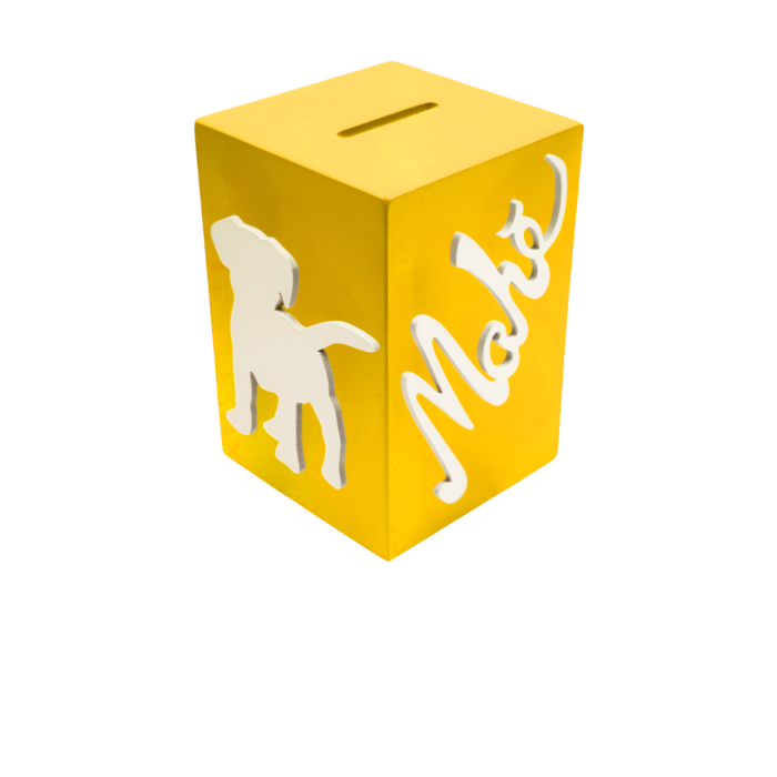 Tirelire pour Garçon - Motif Chien - Couleur Jaune