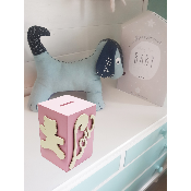 Tirelire Personnalisée pour Fille - Motif Ourson - Couleur Lilas