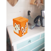 Tirelire Personnalisée pour Garçon- Motif Renard - Couleur Orange