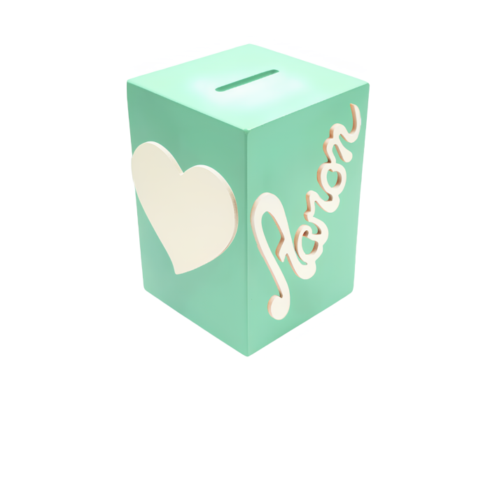 Tirelire Personnalisée pour Garçon- Motif Cœur - Couleur Verte