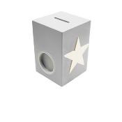 Tirelire en Bois pour Garçon - Motif Etoile - Couleur Gris