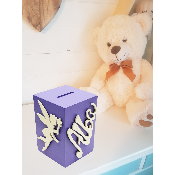 Tirelire Personnalisée pour Fille - Motif Fée - Couleur Violet