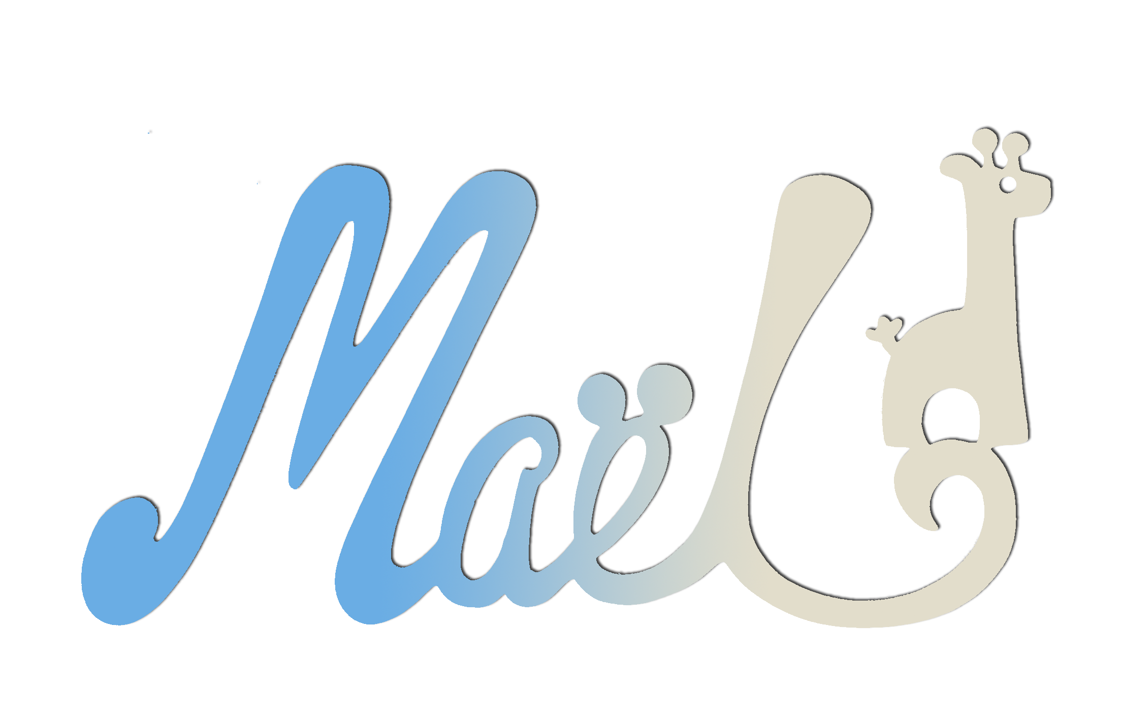 Plaque de Porte Personnalis�e en Bois - Motif Girafe - Couleur Bleu/Ecru