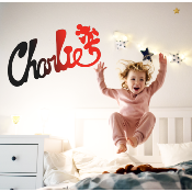 Plaque de Porte Personnalisée Enfant - Motif Mickey - Couleur Anthracite/Rouge