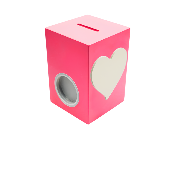 Tirelire en Bois pour Fille - Motif Cœur - Couleur Framboise