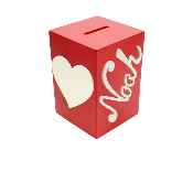 Tirelire en Bois pour Garçon - Motif Coeur - Couleur Rouge