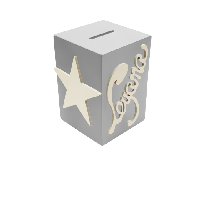 Tirelire pour Fille - Motif Etoile - Couleur Grise