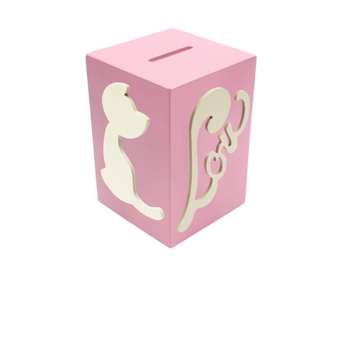 Tirelire Personnalisée pour Fille - Motif Chat - Couleur Lilas