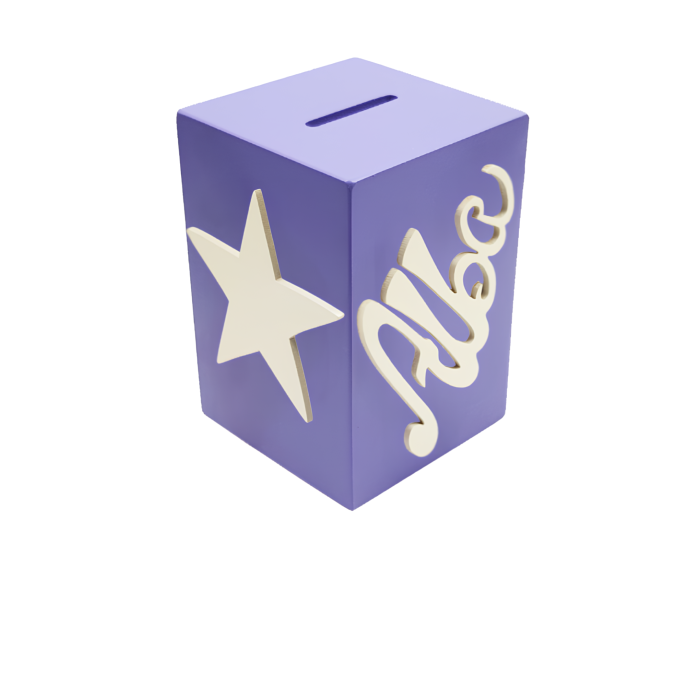 Tirelire Personnalisée pour Fille - Motif Etoile - Couleur Violet