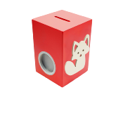 Tirelire en Bois pour Garçon - Motif Renard - Couleur Rouge