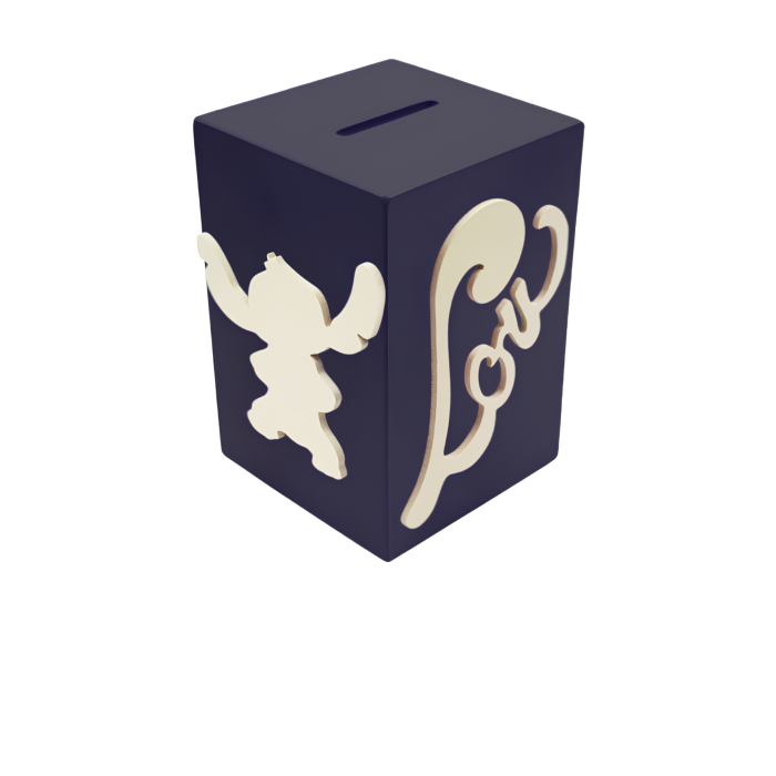 Tirelire pour Fille - Motif Stitch - Couleur Noire