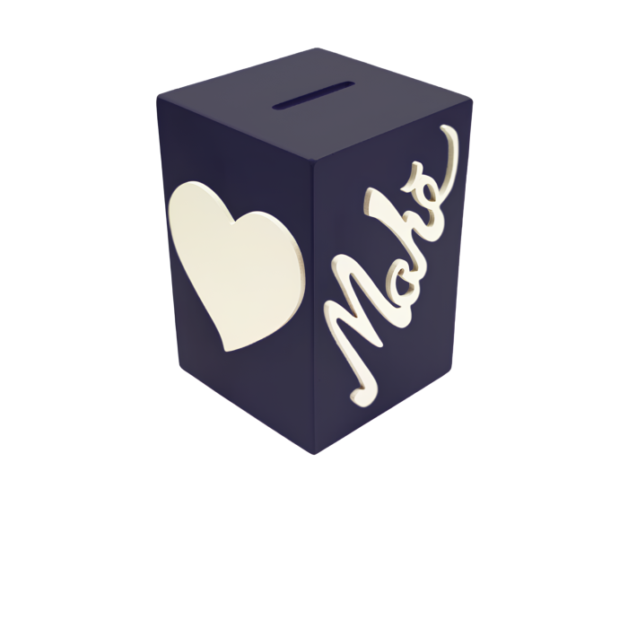 Tirelire pour Garçon - Motif Coeur - Couleur Noire