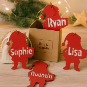 Père Noël 3 déco sapin avec Prénom