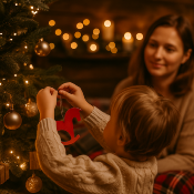 Déco Noël Cheval à bascule rouge paillette