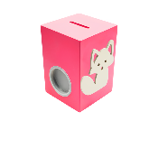 Tirelire en Bois pour Fille - Motif Renard - Couleur Framboise
