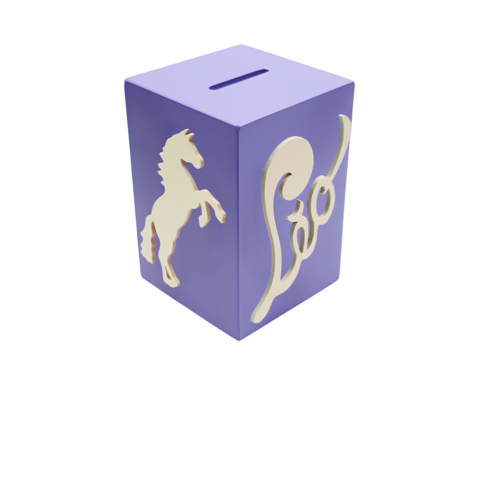 Tirelire pour Garçon - Motif Cheval - Couleur Violette