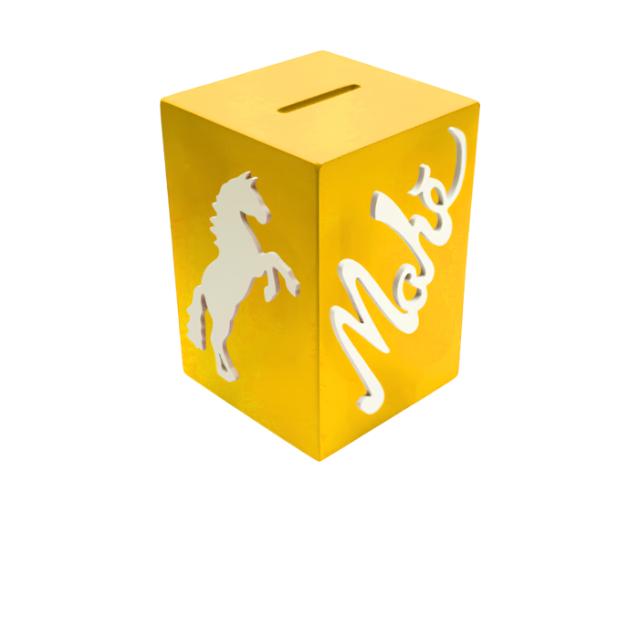 Tirelire pour Garçon - Motif Cheval - Couleur Jaune