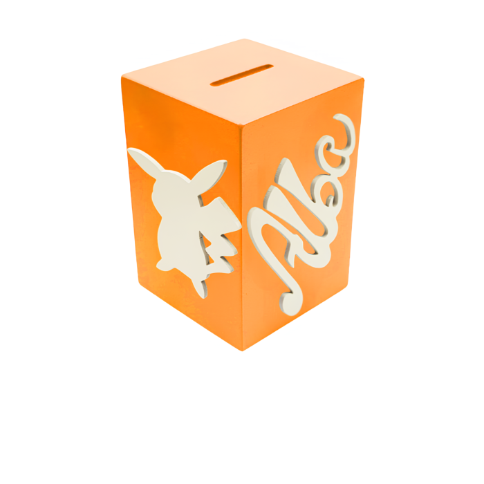 Tirelire Personnalisée pour Fille - Motif Pikachu - Couleur Orange