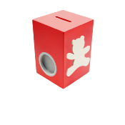 Tirelire en Bois pour Garçon - Motif Ourson - Couleur Rouge